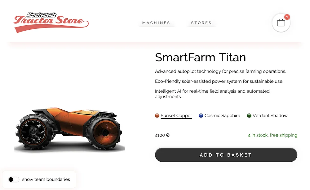 product page of the tractor store 2.0